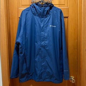 Columbia Omni-Tech Navy Waterproof Hooded Rain Jacket Size 1X